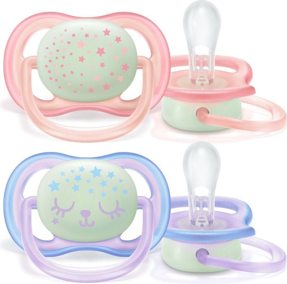 Dudlíky Avent Ultra air noční 0-6 m., 2 ks - svítící - obrázek 1