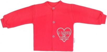 Mamatti Novozenecká bavlněná košilka, kabátek Hearts - červená, Velikost koj. oblečení 50 (0-1m) - obrázek 1