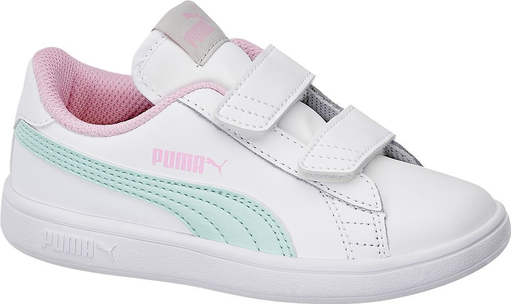 Deichmann - Puma Bílé dětské tenisky na suchý zip Puma Smash V2 L V Inf 27 bílá - obrázek 1
