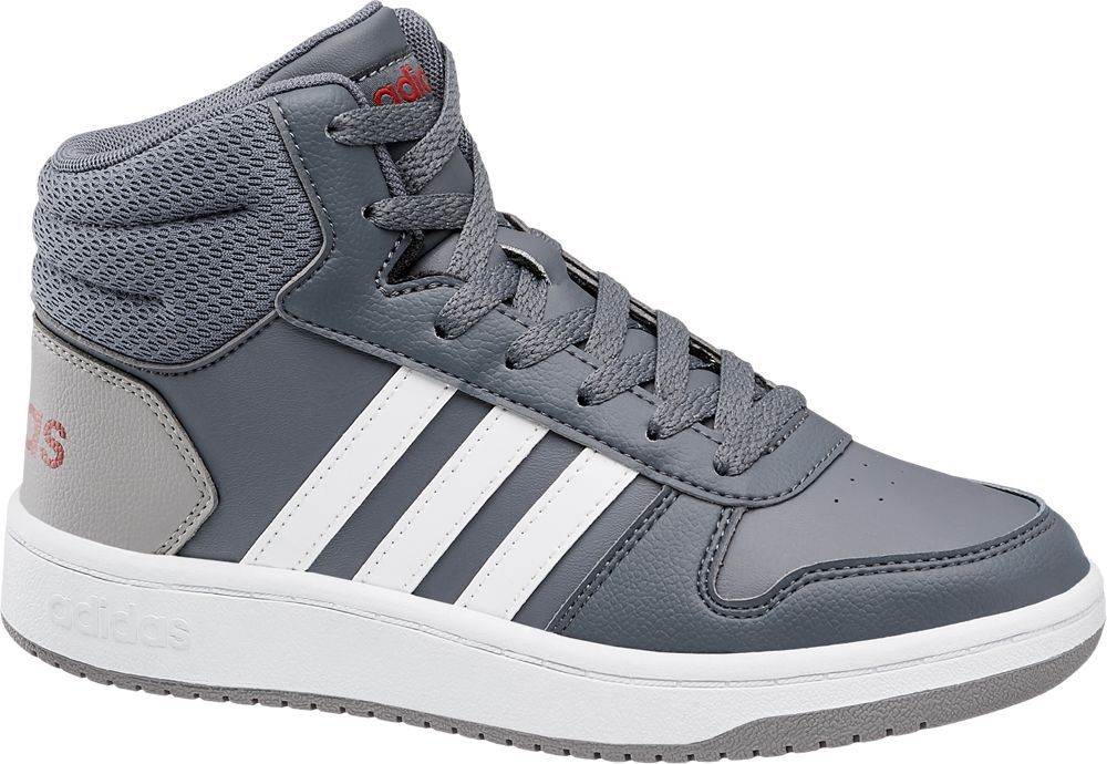 Deichmann - adidas Šedé kotníkové tenisky Adidas Hoops Mid 2.0 K 29 šedá - obrázek 1