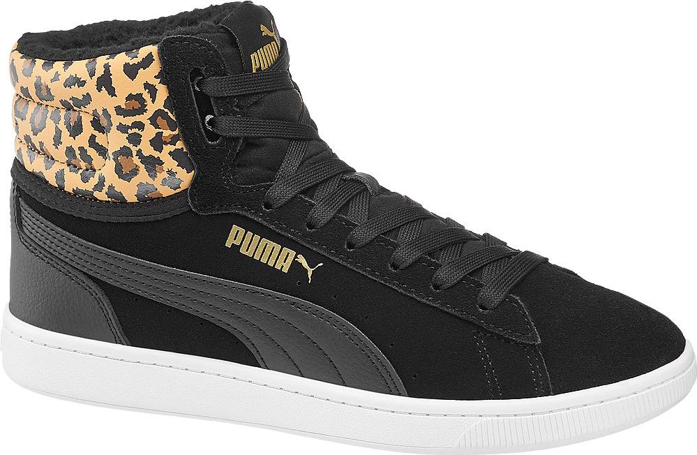 Deichmann - Puma Černé kožené kotníkové tenisky Puma Vikky Mid Leo 37 černá - obrázek 1