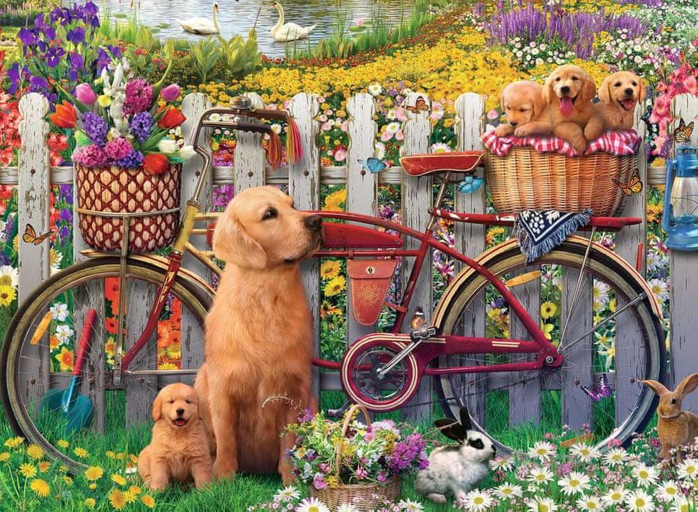 Ravensburger Puzzle 500 dílků Cute dogs in the Garden - obrázek 1