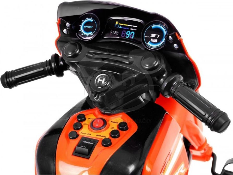 Elektrická motorka s vodicí tyčí 3v1 - červená - obrázek 12