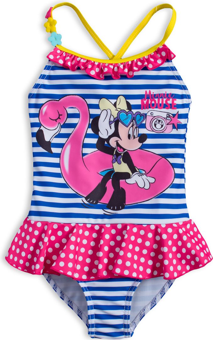 Dívčí plavky DISNEY MINNIE PLAMEŇÁK modrý proužek Velikost: 128 - obrázek 1