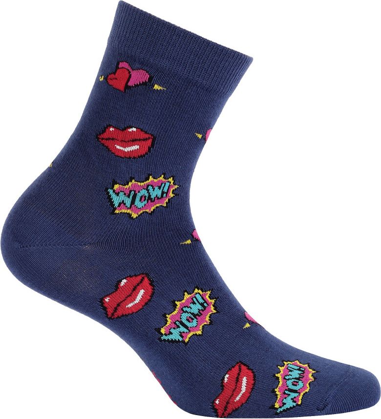 Dívčí ponožky s obrázkem WOLA WOW tmavě modré Velikost: 36-38 - obrázek 1