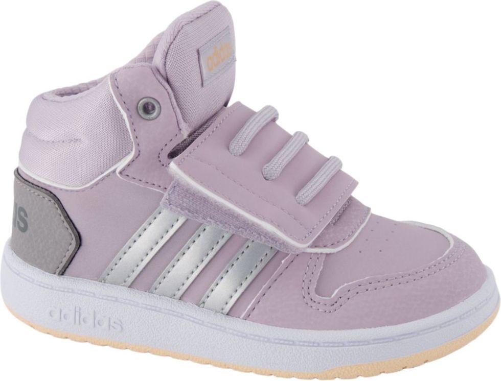 Deichmann - adidas Světle fialové dětské kotníkové tenisky na suchý zip Adidas Hoops Mid 2.0 25 světle fialová - obrázek 1
