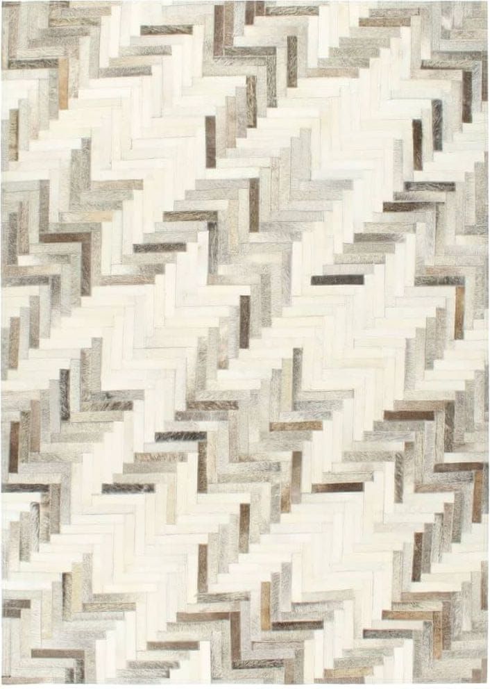 Vidaxl Koberec pravá kůže se srstí patchwork 120 x 170 cm šedo-bílý - obrázek 1