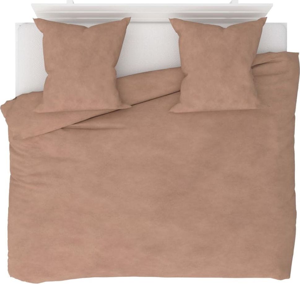 Vidaxl 3dílná sada povlečení fleece béžová 240 x 220 / 80 x 80 cm - obrázek 1