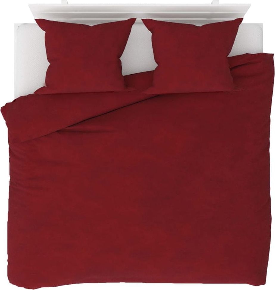 Vidaxl 3dílná sada povlečení fleece vínová 200 x 200 / 60 x 70 cm - obrázek 1
