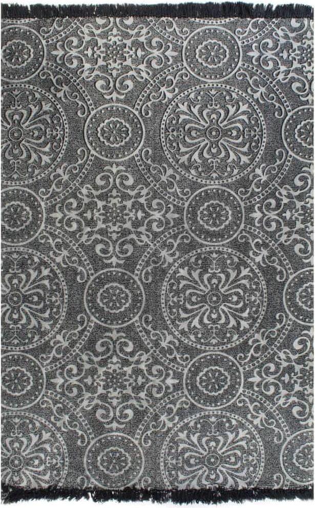 Vidaxl Koberec Kilim se vzorem bavlněný 120 x 180 cm šedý - obrázek 1