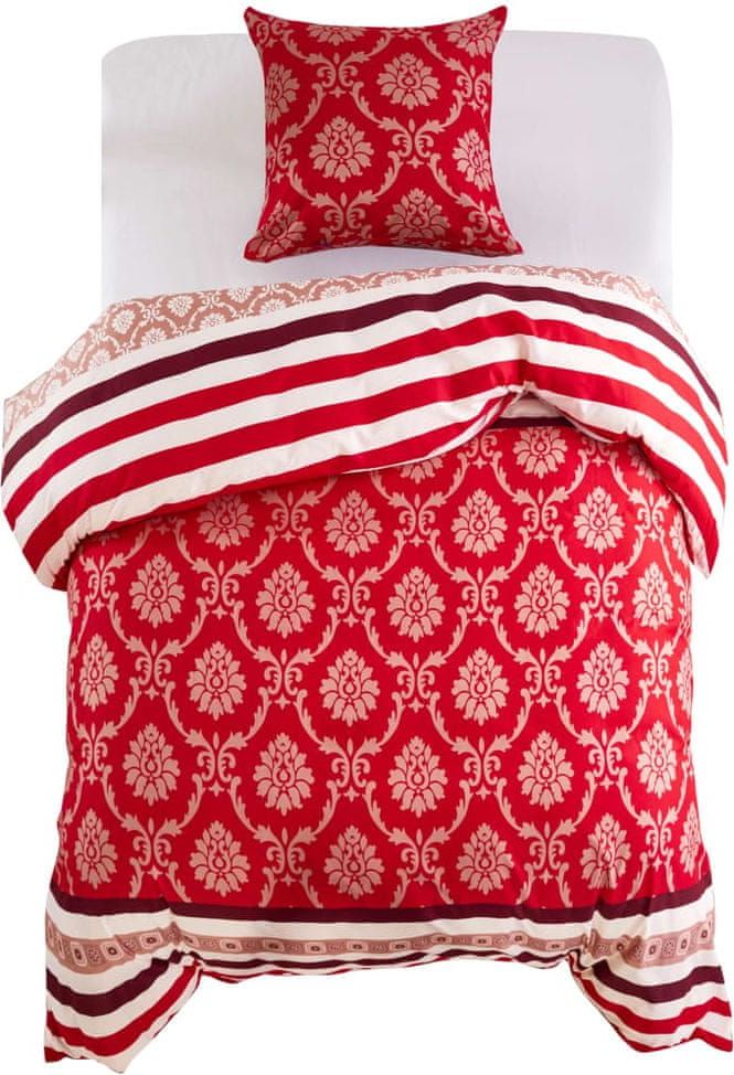 Vidaxl Sada povlečení 2 kusy pruhovaný vzor 155x220/80x80 cm červená - obrázek 1