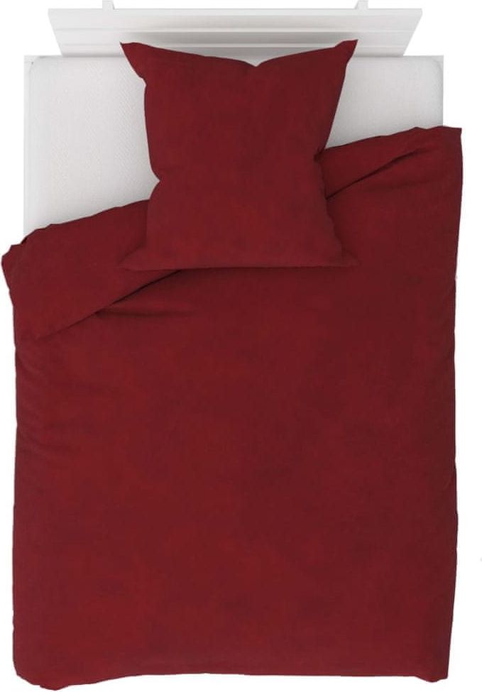 Vidaxl 2dílná sada povlečení fleece vínová 155 x 220 / 80 x 80 cm - obrázek 1