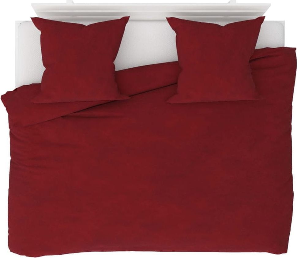 Vidaxl 3dílná sada povlečení fleece vínová 240 x 220 / 80 x 80 cm - obrázek 1