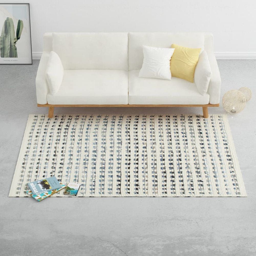 Vidaxl Koberec džínovina a vlna 120 x 170 cm modrobílý - obrázek 1
