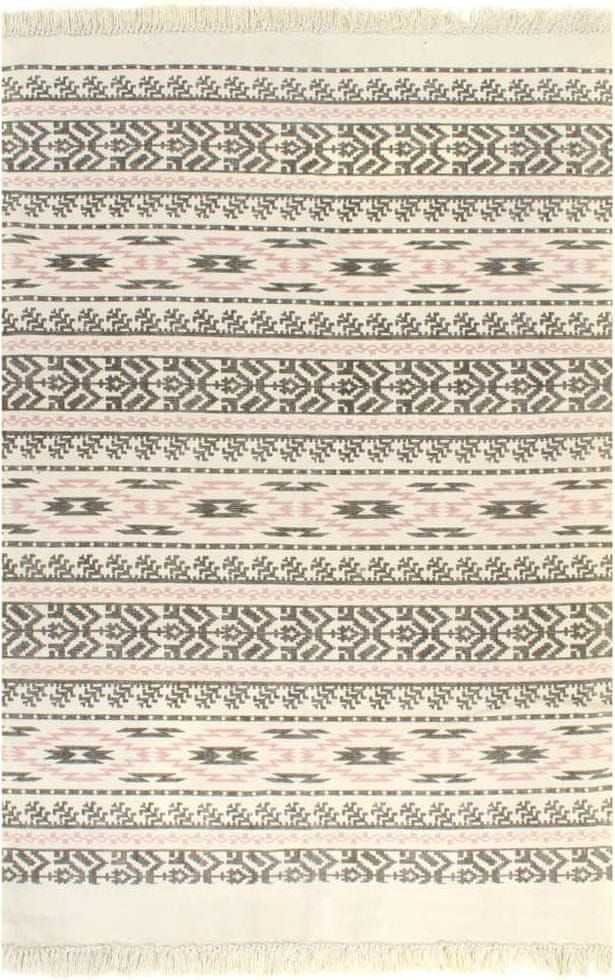 Vidaxl Koberec Kilim se vzorem bavlněný 120 x 180 cm šedorůžový - obrázek 1