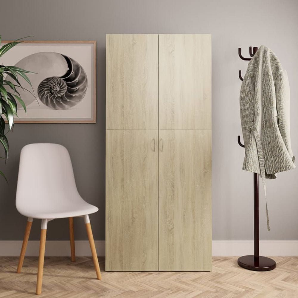 Vidaxl Botník dub sonoma 80 x 35,5 x 180 cm dřevotříska - obrázek 1