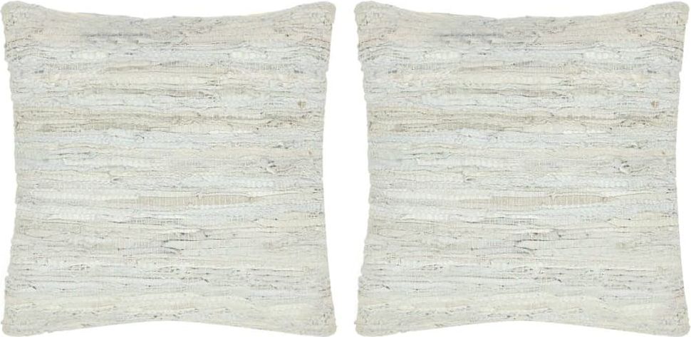 Vidaxl Polštáře 2 ks chindi světle šedé 45 x 45 cm kůže a bavlna - obrázek 1