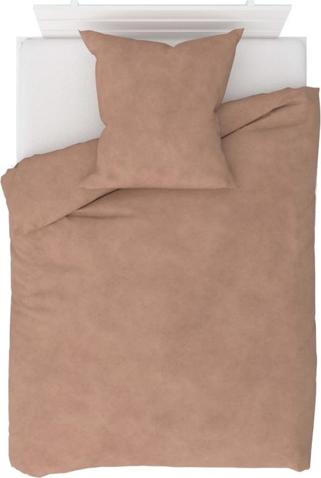 Vidaxl 2dílná sada povlečení fleece béžová 155 x 220 / 80 x 80 cm - obrázek 1