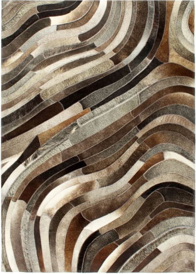 Vidaxl Koberec pravá kůže se srstí patchwork 160x230 cm šedo-stříbrný - obrázek 1