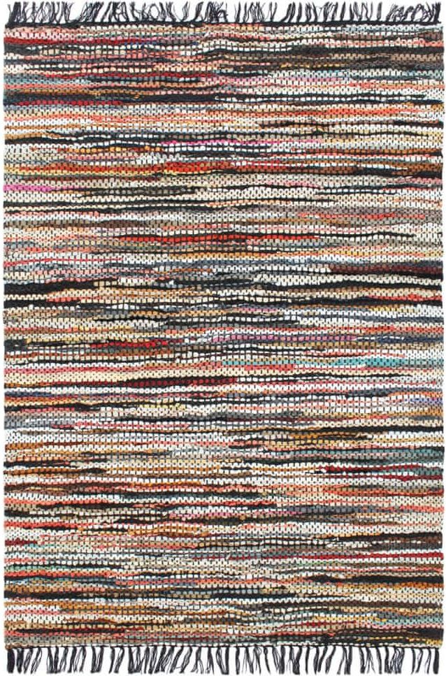 Vidaxl Ručně tkaný koberec Chindi kůže 120 x 170 cm vícebarevný - obrázek 1