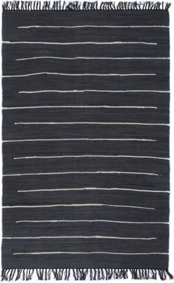 Vidaxl Ručně tkaný koberec Chindi bavlna 120 x 170 cm antracitový - obrázek 1