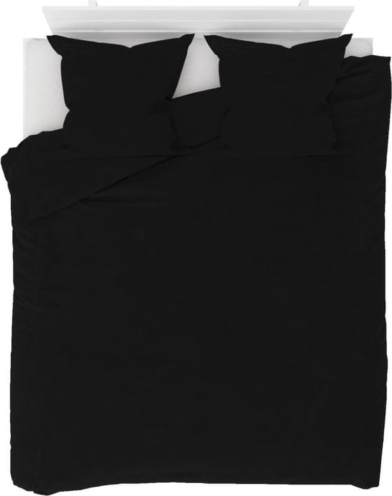 Vidaxl 3dílná sada povlečení fleece černá 200 x 220 / 80 x 80 cm - obrázek 1