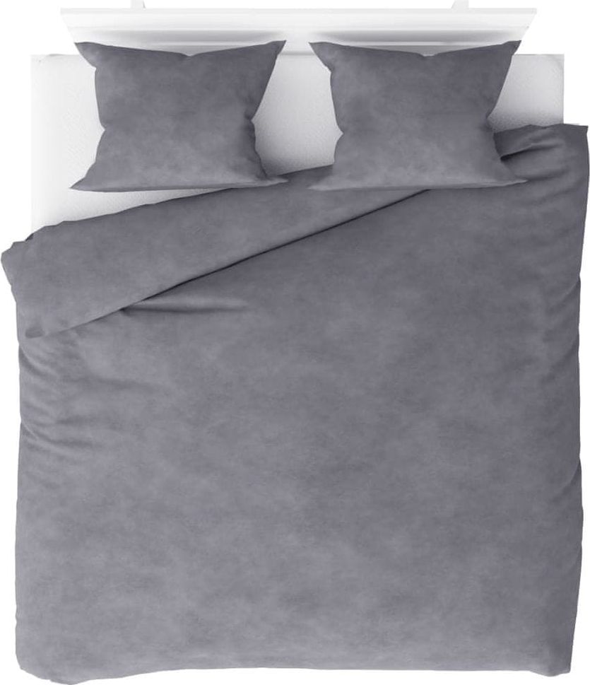 Vidaxl 3dílná sada povlečení fleece šedá 200 x 220 / 60 x 70 cm - obrázek 1