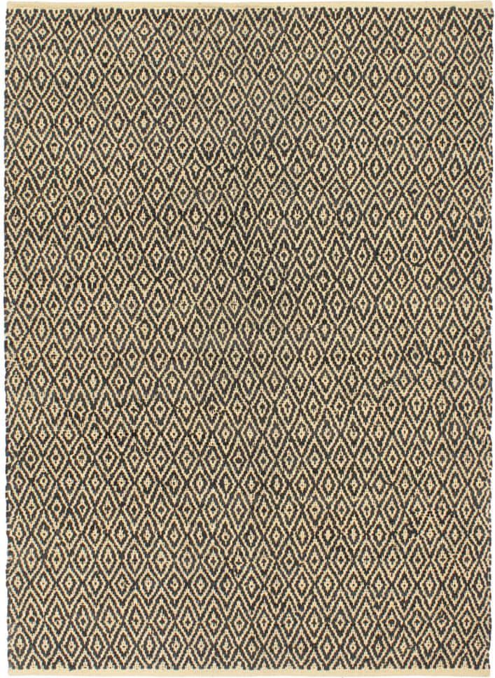 Vidaxl Ručně tkaný koberec Chindi kůže bavlna 160 x 230 cm černý - obrázek 1