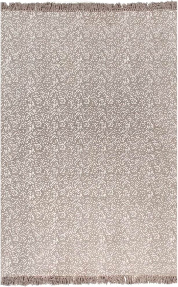 Vidaxl Koberec Kilim se vzorem bavlněný 120 x 180 cm barva taupe - obrázek 1