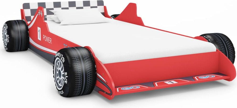 Vidaxl Dětská postel ve tvaru závodního auta 90 x 200 cm červená - obrázek 1
