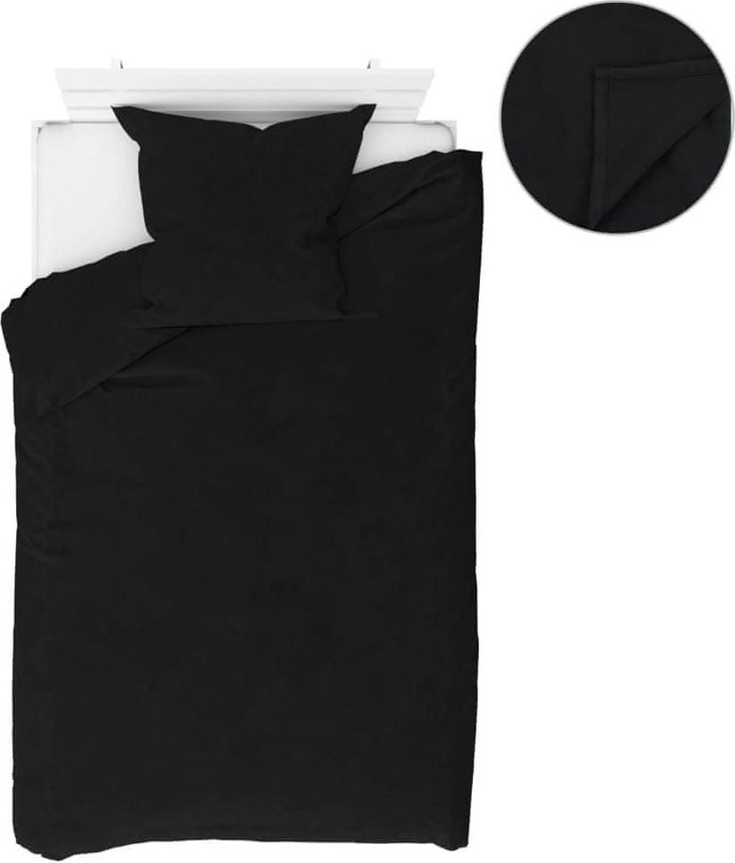 Vidaxl 4dílná sada povlečení fleece černá 155 x 200 / 80 x 80 cm - obrázek 1