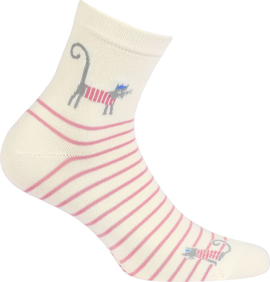 Dívčí ponožky se vzorem WOLA KOČKA krémové Velikost: 39-41 - obrázek 1