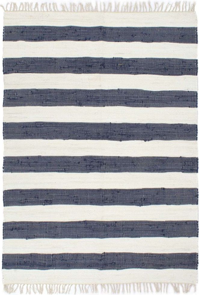 Vidaxl Ručně tkaný koberec Chindi bavlna 160 x 230 cm modro-bílý - obrázek 1