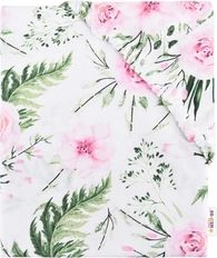 Prostěradlo dětské bavlna - FLOWERS s růžovou - 120x60cm - obrázek 1