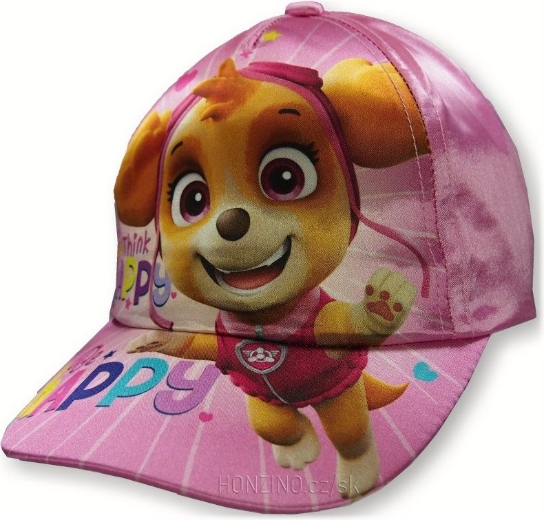 Setino · Dětská / dívčí saténová kšiltovka Tlapková patrola - Paw Patrol - motiv Think happy, Be happy - sv. růžová 52 - obrázek 1