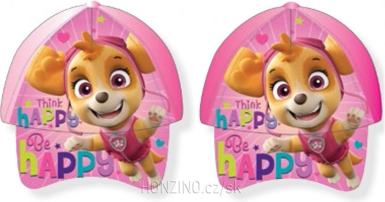 Setino · Dětská / dívčí saténová kšiltovka Tlapková patrola - Paw Patrol - motiv Think happy, Be happy - sv. růžová 52 - obrázek 2