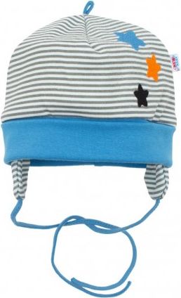 Kojenecká bavlněná čepička New Baby Lucky Bear, Modrá, 68 (4-6m) - obrázek 1