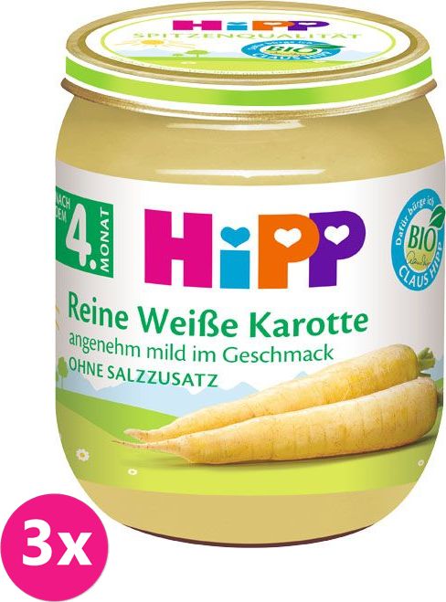 3x HIPP BIO Bílá bezlepková mrkev, 125 g - zeleninový příkrm - obrázek 1