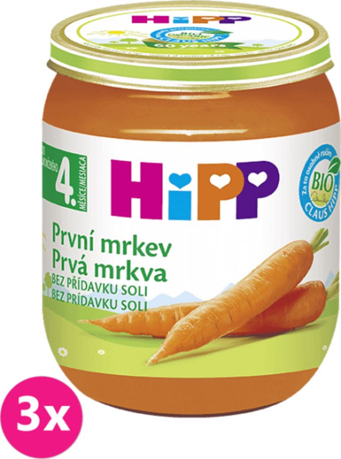3x HiPP BIO První mrkev (125 g) - zeleninový příkrm - obrázek 1