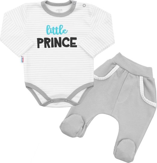 NEW BABY | New Baby Litlle Prince | 2-dílná bavlněná souprava New Baby Little Prince | Šedá | 68 (4-6m) - obrázek 1