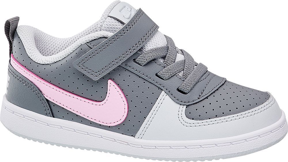 Deichmann - NIKE Šedé dětské tenisky na suchý zip Nike Court Borough Low 27 šedá - obrázek 1