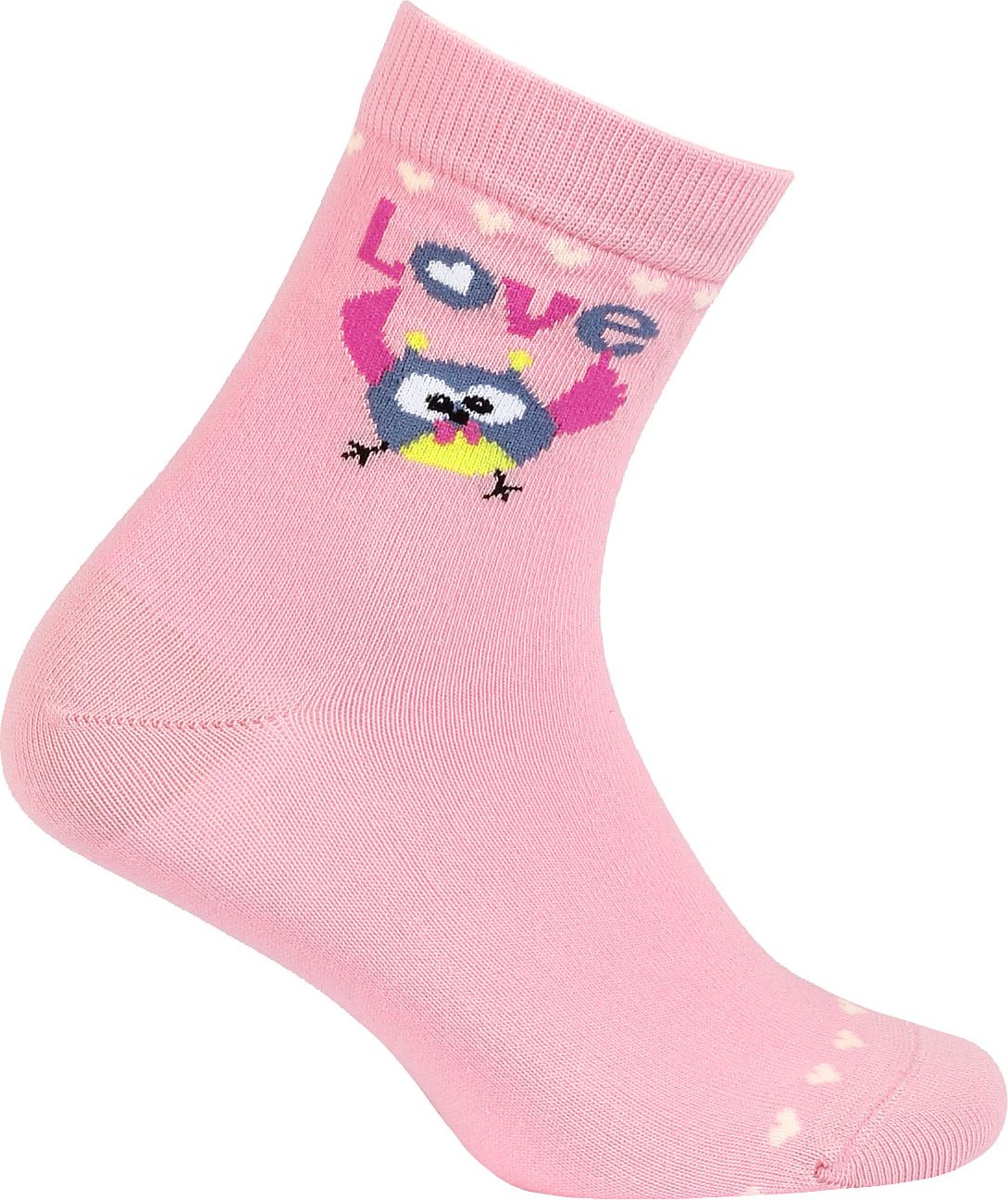 Dívčí ponožky se vzorem WOLA PTÁČEK LOVE růžové Velikost: 27-29 - obrázek 1