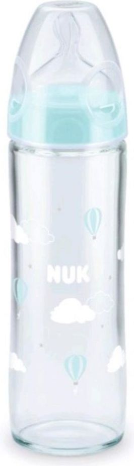 Láhev sklo 240 ml Nuk New Classic Love Modrá 2018 - obrázek 1