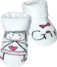 Ponožky kojenecké bavlna - GIRL bílé s růžovou - vel.0-12měs. - obrázek 1