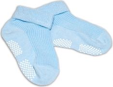 Ponožky kojenecké bavlna protiskluzové - ŘÁDKOVÉ modré - 0-12měs. - obrázek 1