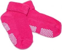 Ponožky kojenecké bavlna protiskluzové - ŘÁDKOVÉ malinové - 0-12měs. - obrázek 1