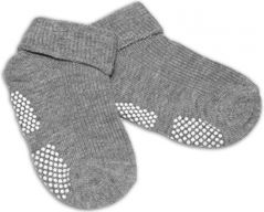 Ponožky kojenecké bavlna protiskluzové - ŘÁDKOVÉ  šedé - 0-12měs. - obrázek 1