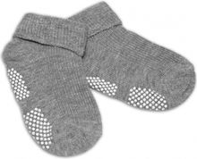 Ponožky kojenecké bavlna protiskluzové - ŘÁDKOVÉ šedé - 12-24měs. - obrázek 1