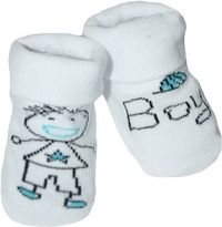 Ponožky kojenecké bavlna - BOY bílé s modrou - 12-24měs. - obrázek 1