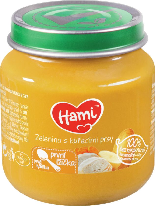 Hami příkrm zelenina s kuřecími prsy 125g 4M - balení 6 ks - obrázek 1